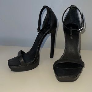 Black Leather Heels - Platform